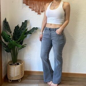 KanCan High Rise Flare Jeans Gray Raw Hem Size 31